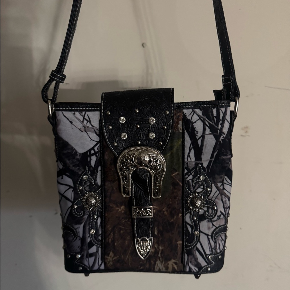Black and Brown Embellished Women's Bag